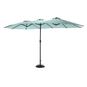 14.8 Ft Double Sided Outdoor Umbrella Rectangular Large with Crank (Light Green)