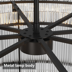 37-Inch Modern Black Round 8-Light Crystal Chandelier