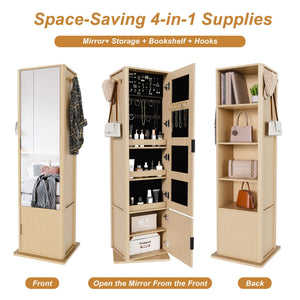 360° Rotating Makeup Cabinet With Full Length Mirror
