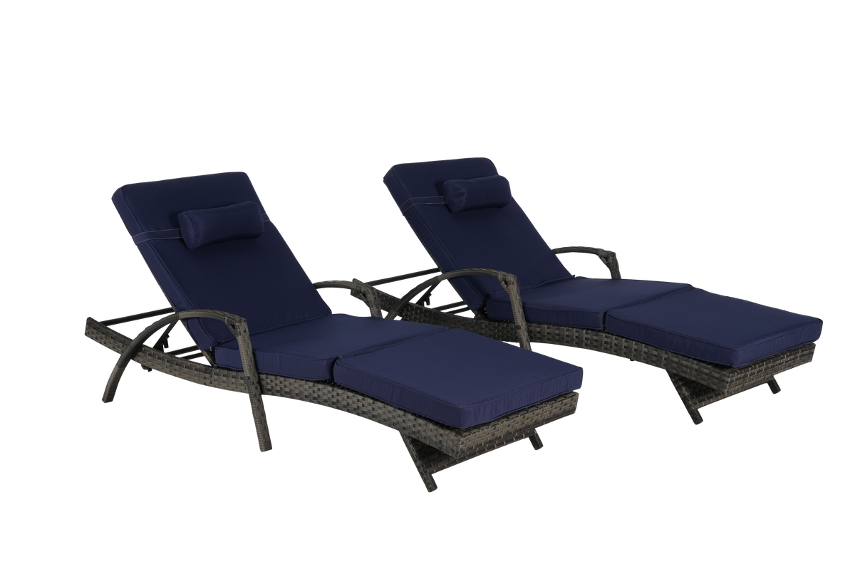 Outdoor Wicker Reclining Chair Set of 2 with Cushions