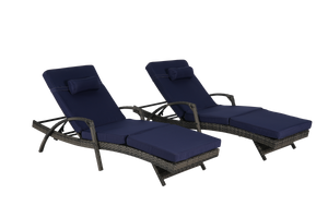 Outdoor Wicker Reclining Chair Set of 2 with Cushions