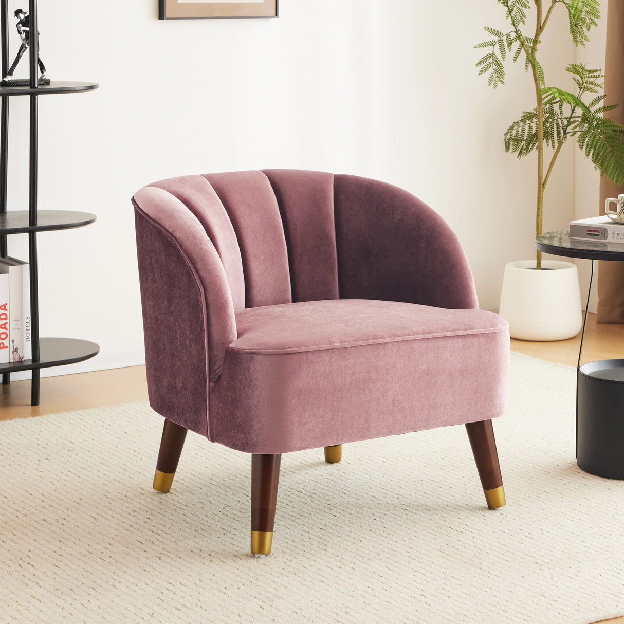 Upholstered Barrel Accent Chair