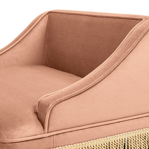 Duchess 33' Medium Princess Pet Bed Sofa with Fringe Skirt, Peach Orange Performance Velvet