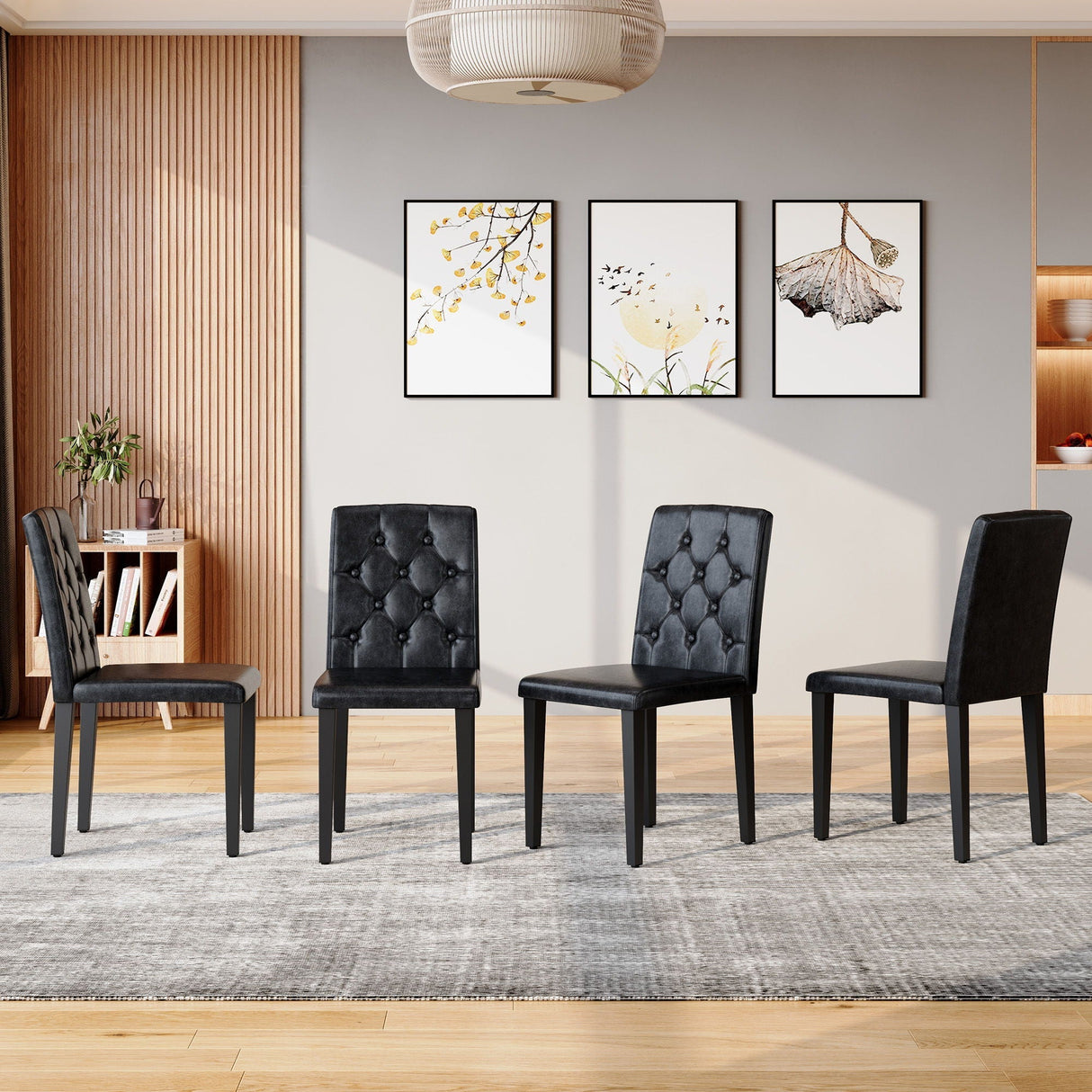 Dining Chairs with Ergonomic Buckle Backrest for Family Dining Rooms
