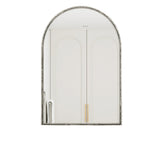 Arched Silver Wall Mirror with Tempered Glass Metal Frame