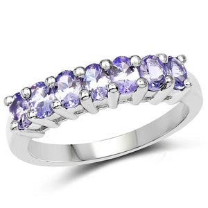 1.19 Carat Genuine Tanzanite .925 Sterling Silver Ring