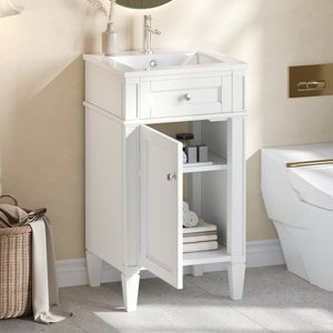 French Style Bathroom Vanity With Sink, Soft-Closing Door, Adjustable Shelf, Rectangular Design