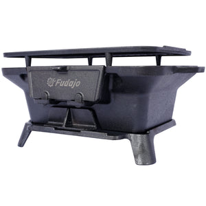 Oval Cast Iron Grill with Enamel Coating - Charcoal Tabletop Skillet