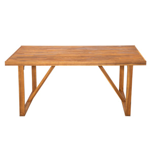 7 Pieces Acacia Wood Outdoor Dining Set with Cream Cushions