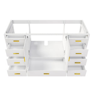 60" Bathroom Vanity Base Cabinet with Storage in White