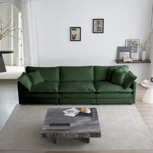 Mid-Century Modern 3-Seater Sofa with Green Chenille Upholstery
