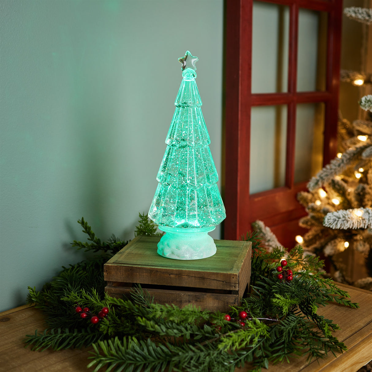 Green led christmas tree 12"h