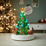 Led rotating musical santa's sleigh christmas tree 11"h
