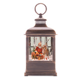 Led santa and woodland animals snow globe 9"h