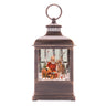 Led santa and woodland animals snow globe 9"h