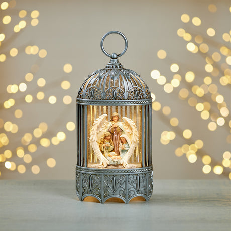 Led nativity scene snow globe 11"h