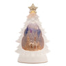 Led winter church pine tree snow globe 12"h