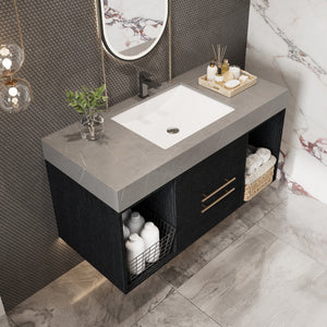 39.4 Inches Single Contemporary Floating Bathroom Vanity