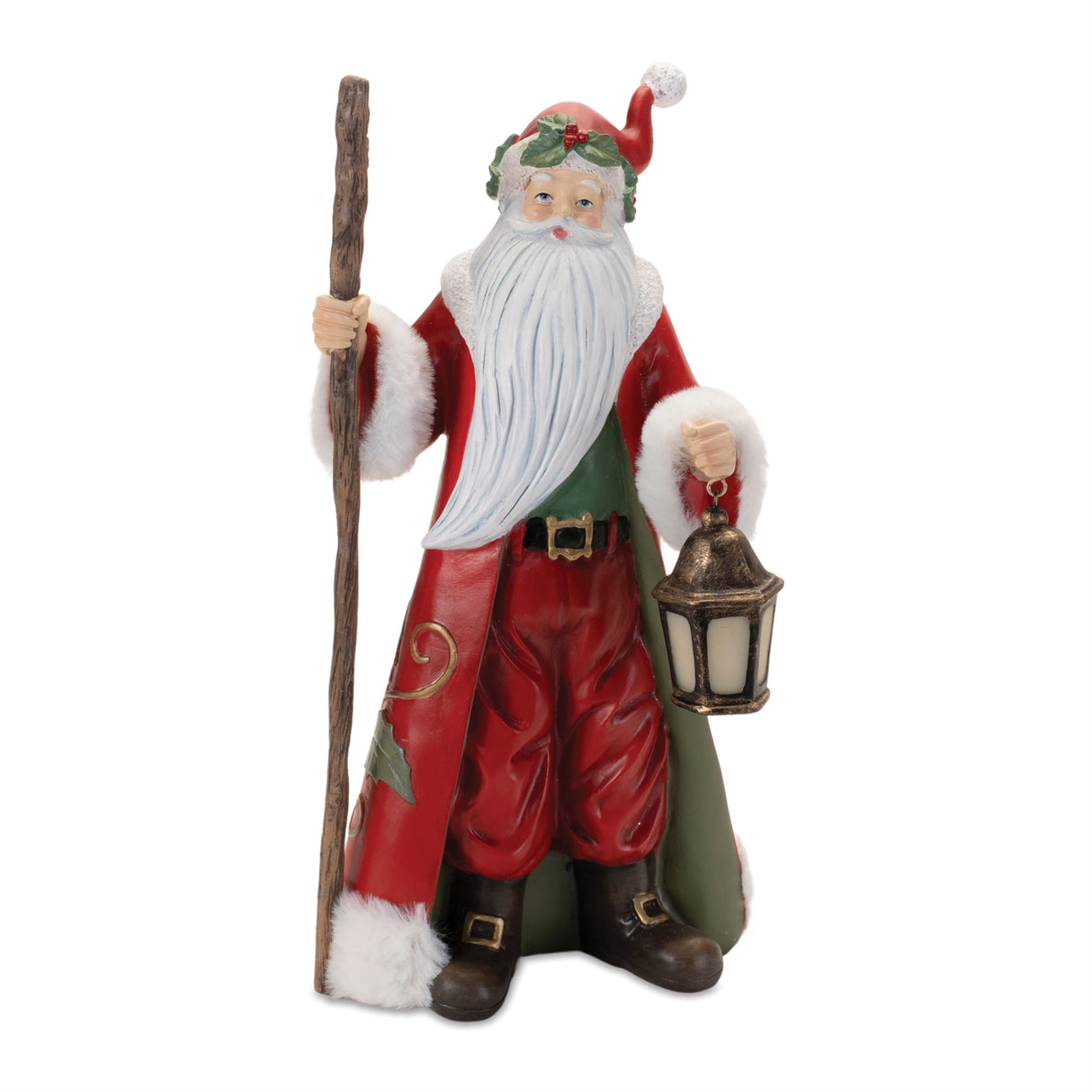 Holiday santa with lantern statue 13.5"h