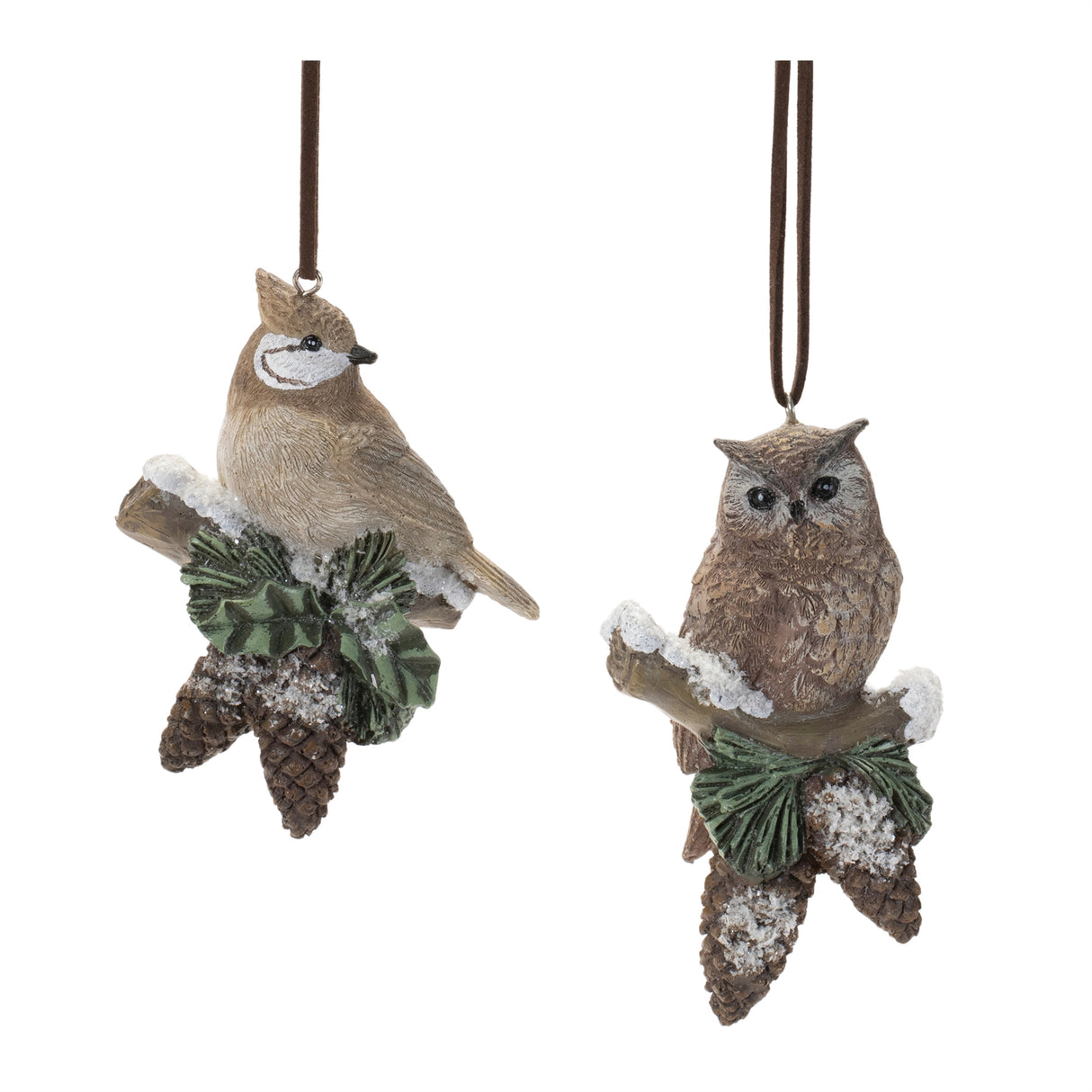 Snowy-cardinal-bird-and-owl-ornament-(set-of-12)-Christmas-Ornaments