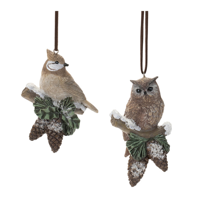 Snowy-cardinal-bird-and-owl-ornament-(set-of-12)-Christmas-Ornaments