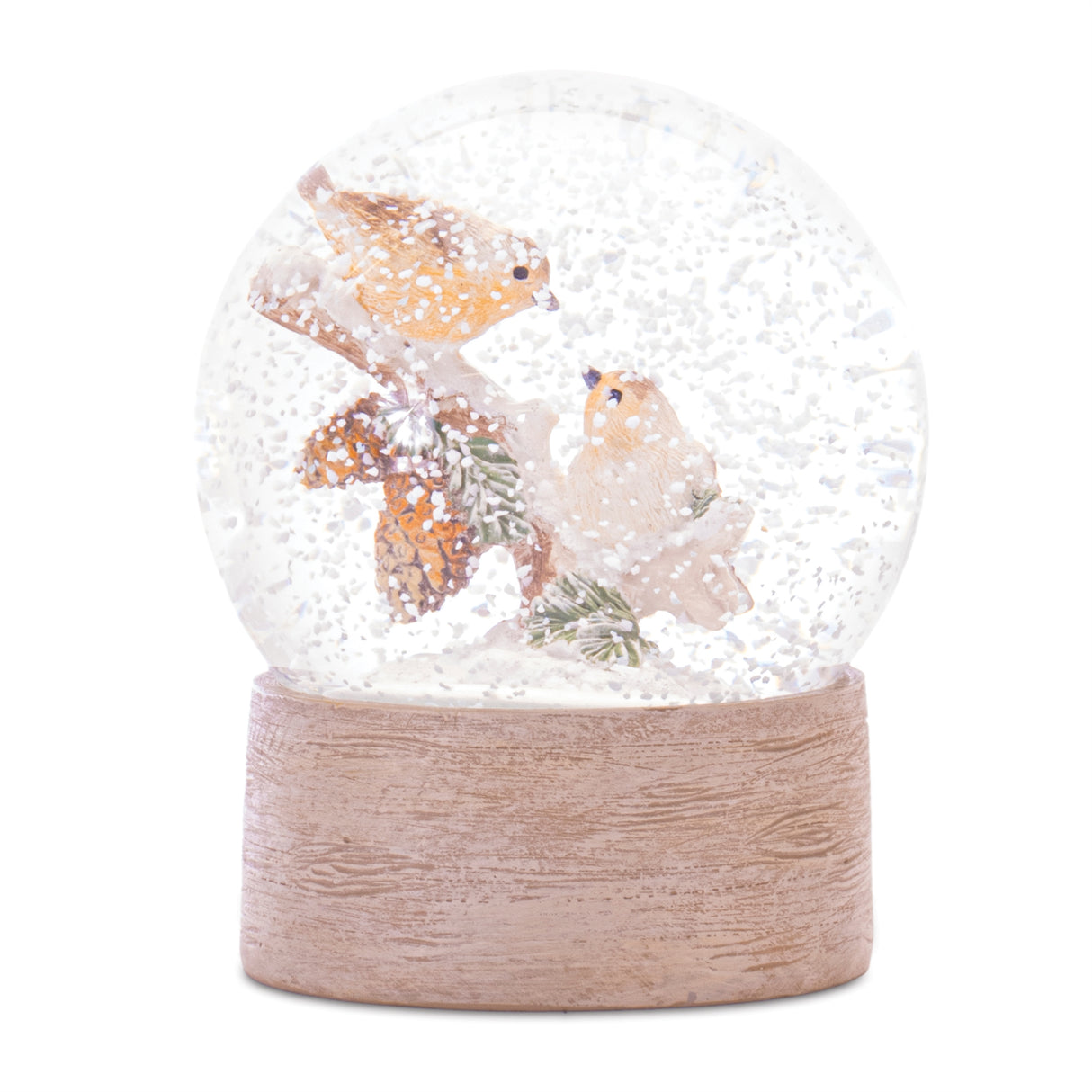 Snow globe with bird branch 4.5"h