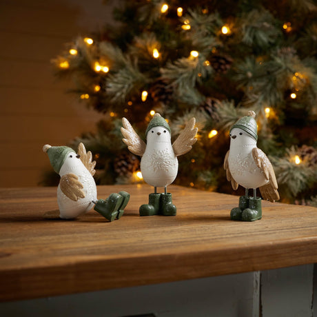 Winter bird with snowboots figurine (set of 6)