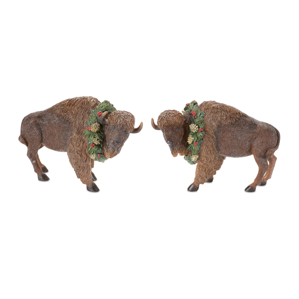 Winter bison figurine (set of 2)