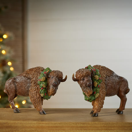 Winter bison figurine (set of 2)