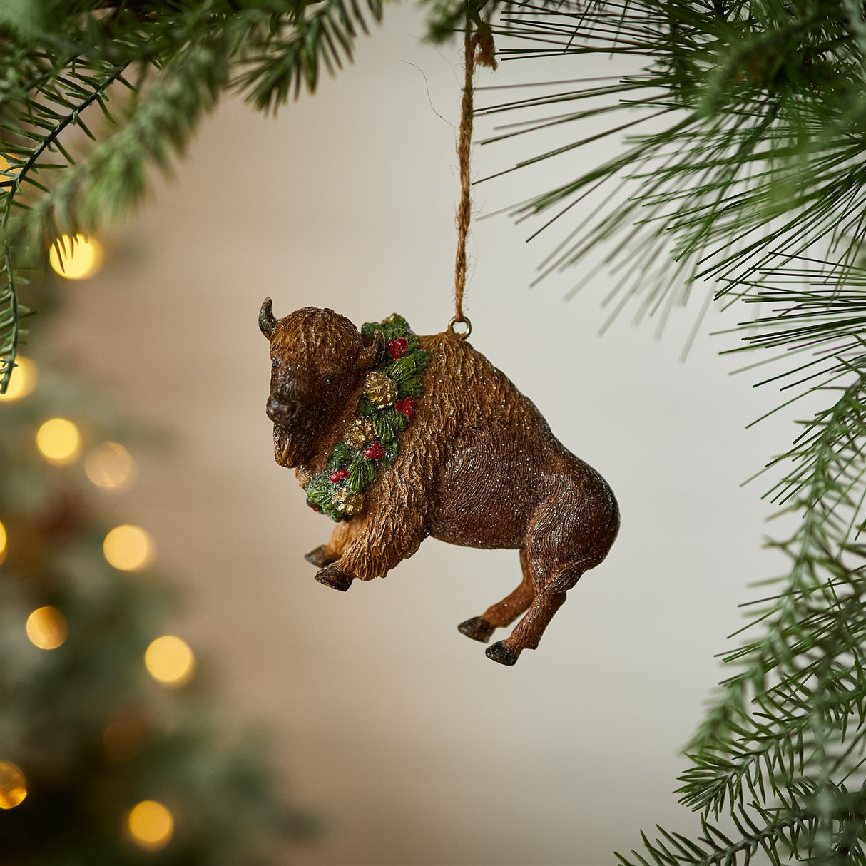 Glittered bison ornament (set of 12)