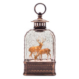 Led deer couple snow globe 11"h