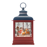Led woodland snowman snow globe 12"h