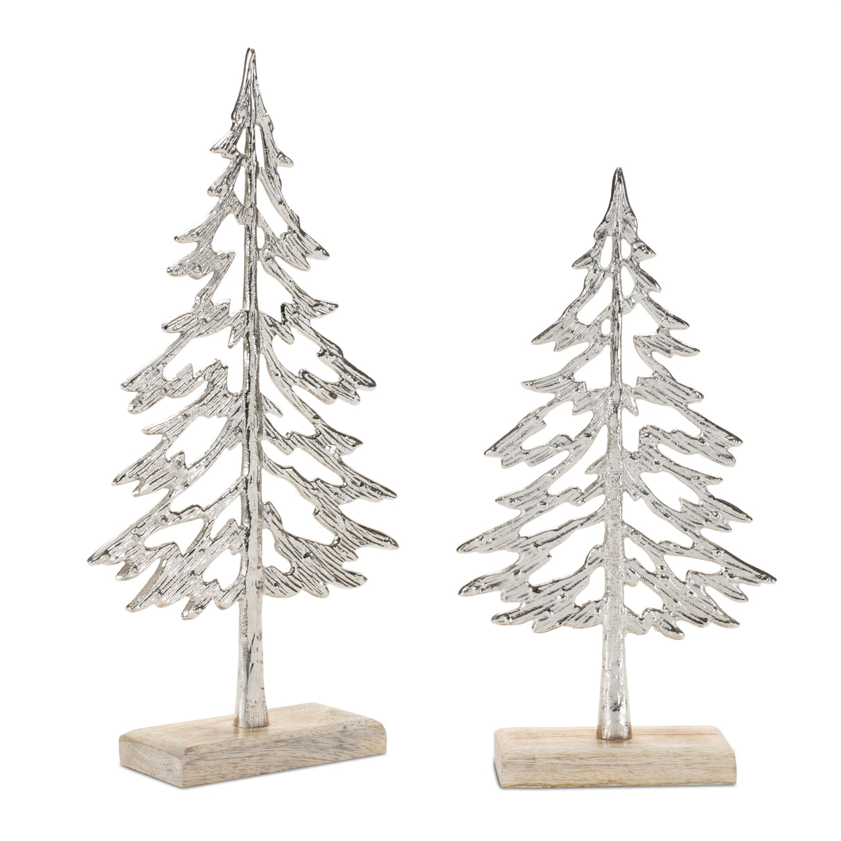 Metal-tree-with-wood-base-(set-of-2)-Decorative-Objects