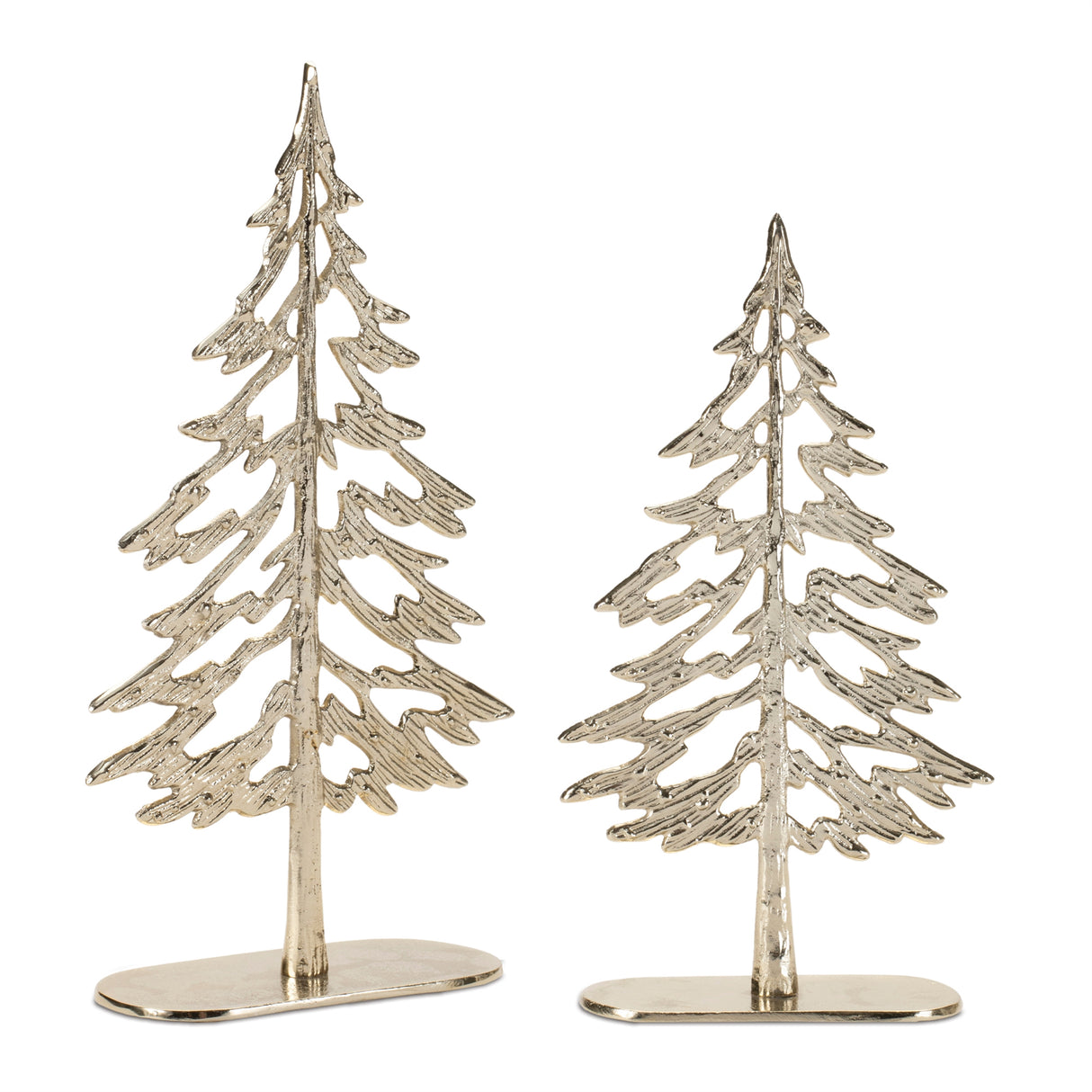 Metal tree with wood base (set of 2)