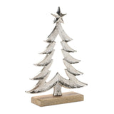 Metal christmas tree with wood base (set of 2)
