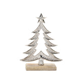 Metal christmas tree with wood base (set of 2)