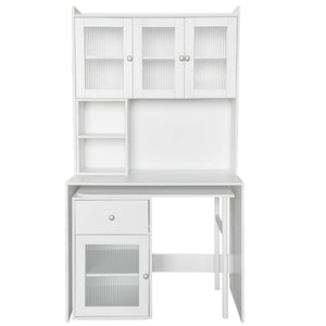 Computer Desk with Glass Door for Home Office or Study