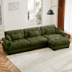 Oversized Modular Sectional Sofa with Movable Ottoman - Fabric, Multiple Colors