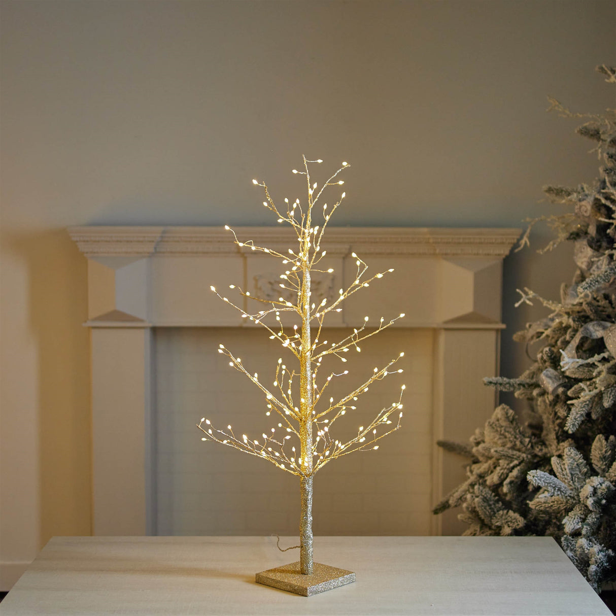 Gold led twig tree 36"h