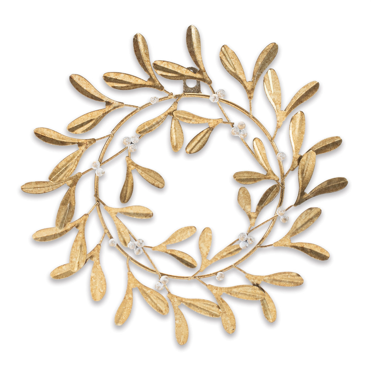 Metal mistletoe wreath décor 12"d