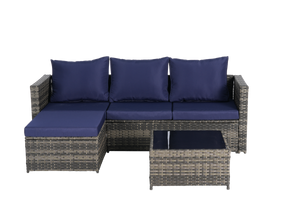 2 Pieces Patio Furniture Set, Outdoor Woven Sectional L-Shaped Patio Furniture