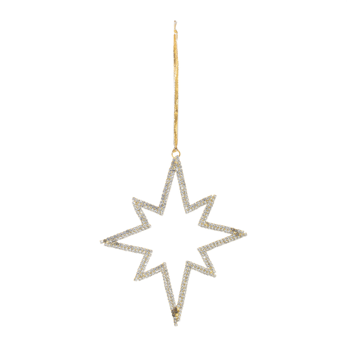 Jeweled metal star ornament (set of 12)