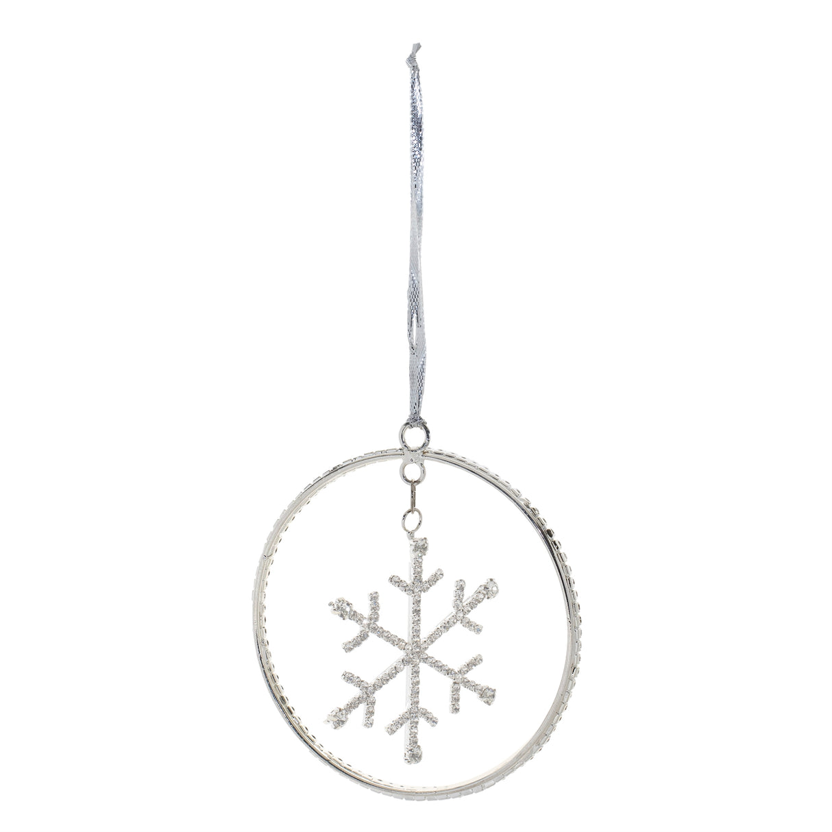 Jeweled metal hanging snowflake ornament (set of 12)