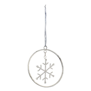 Jeweled Metal Hanging Snowflake Ornament (Set of 12)