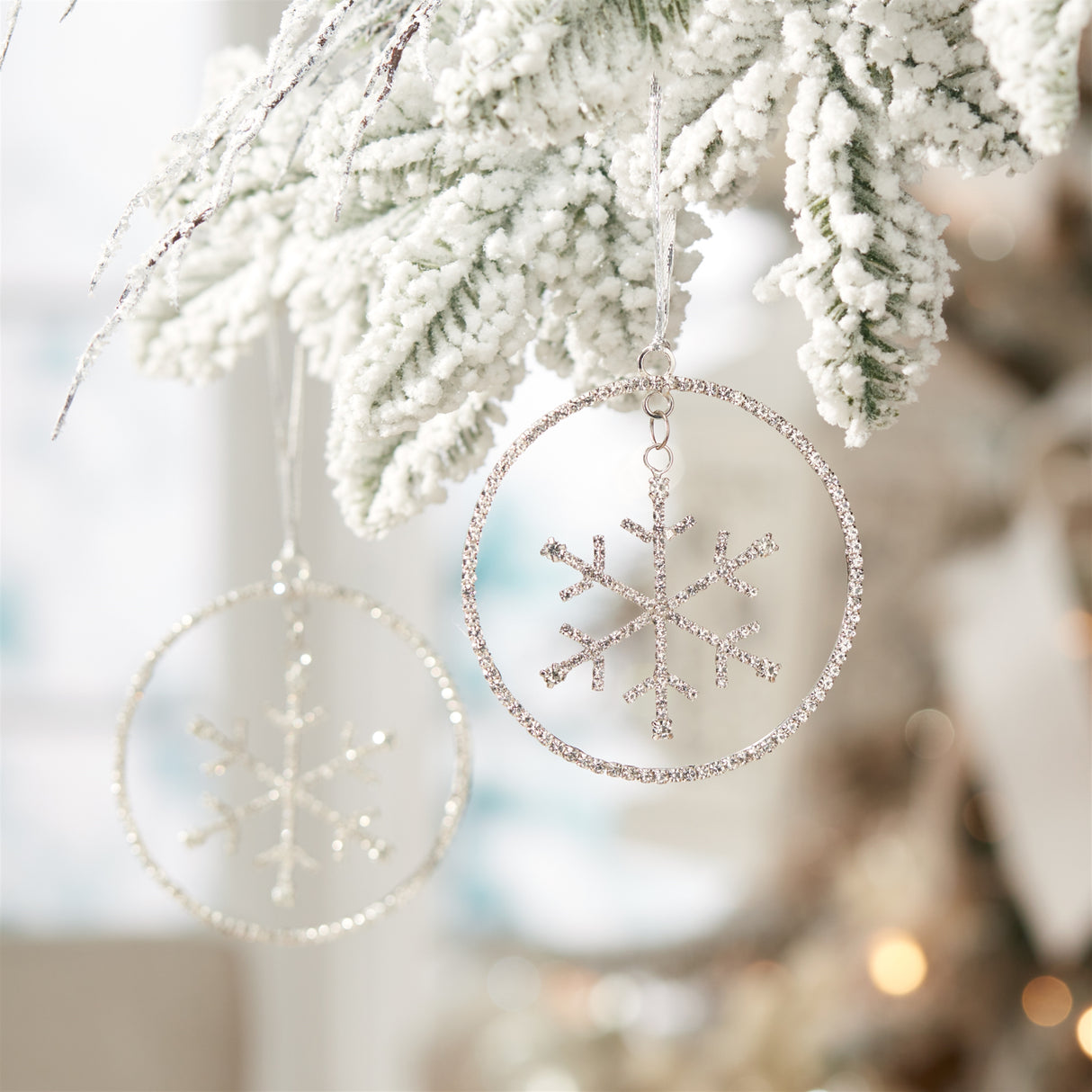 Jeweled metal hanging snowflake ornament (set of 12)
