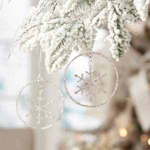 Jeweled Metal Hanging Snowflake Ornament (Set of 12)