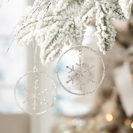 Jeweled metal hanging snowflake ornament (set of 12)