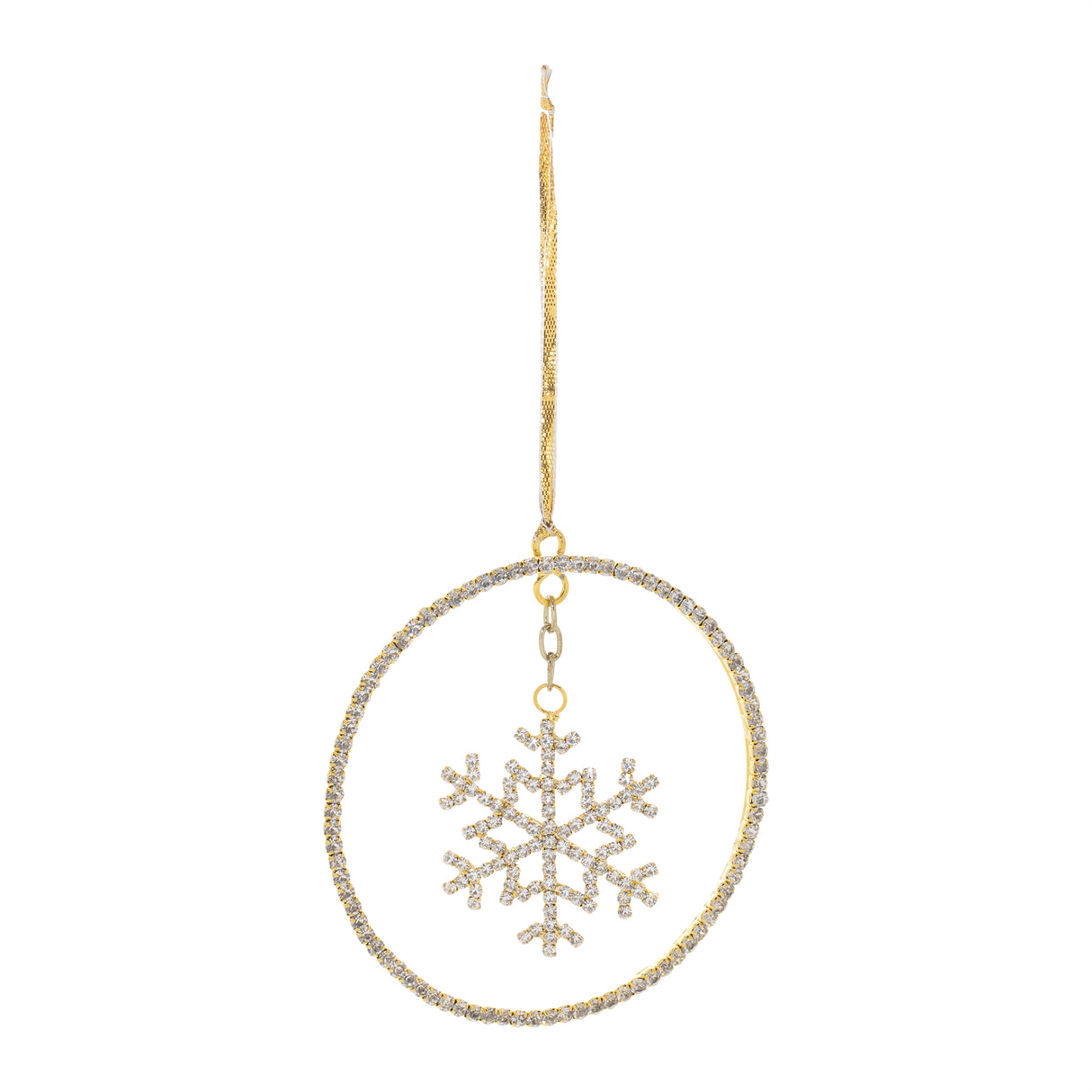 Jeweled metal hanging snowflake ornament (set of 12)