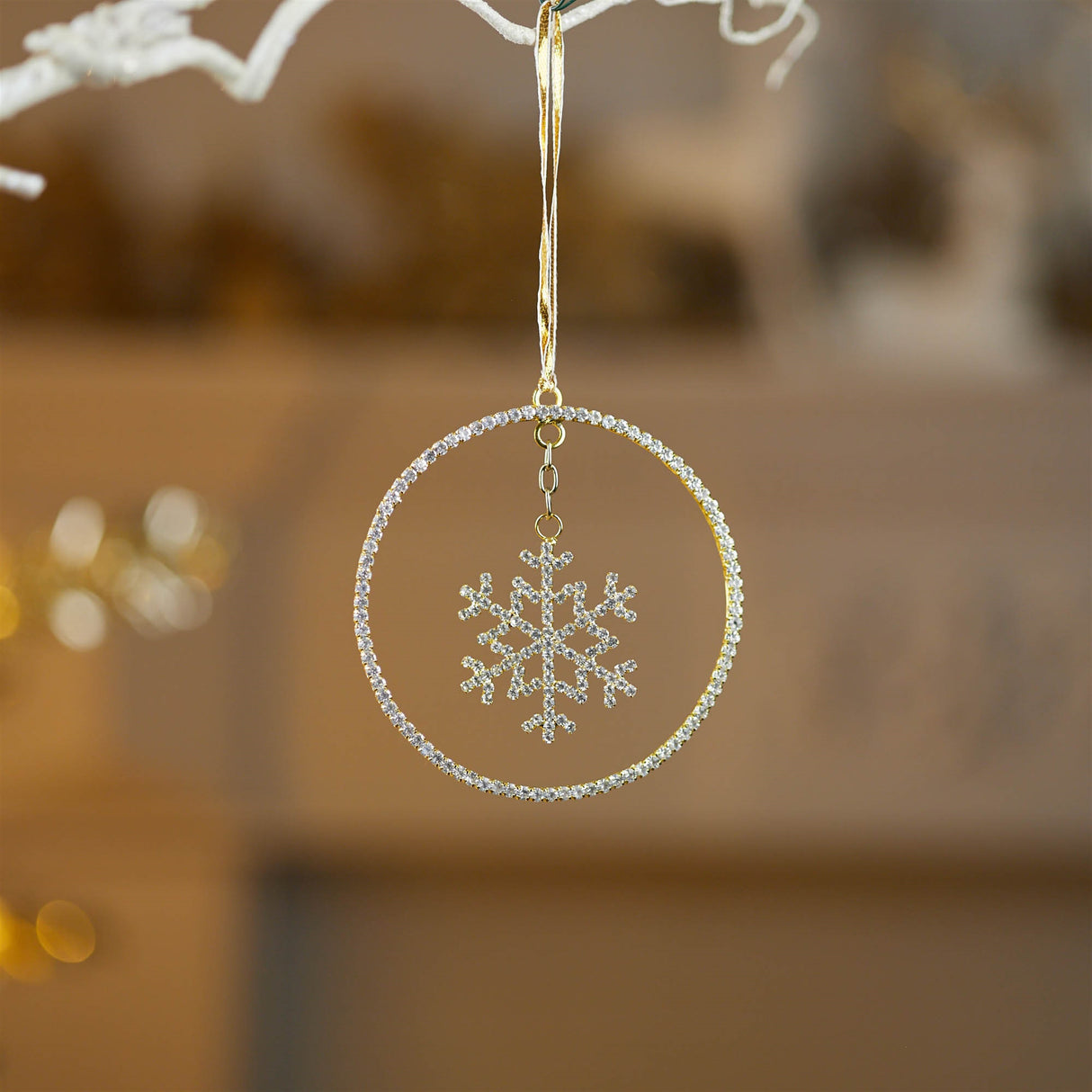 Jeweled metal hanging snowflake ornament (set of 12)