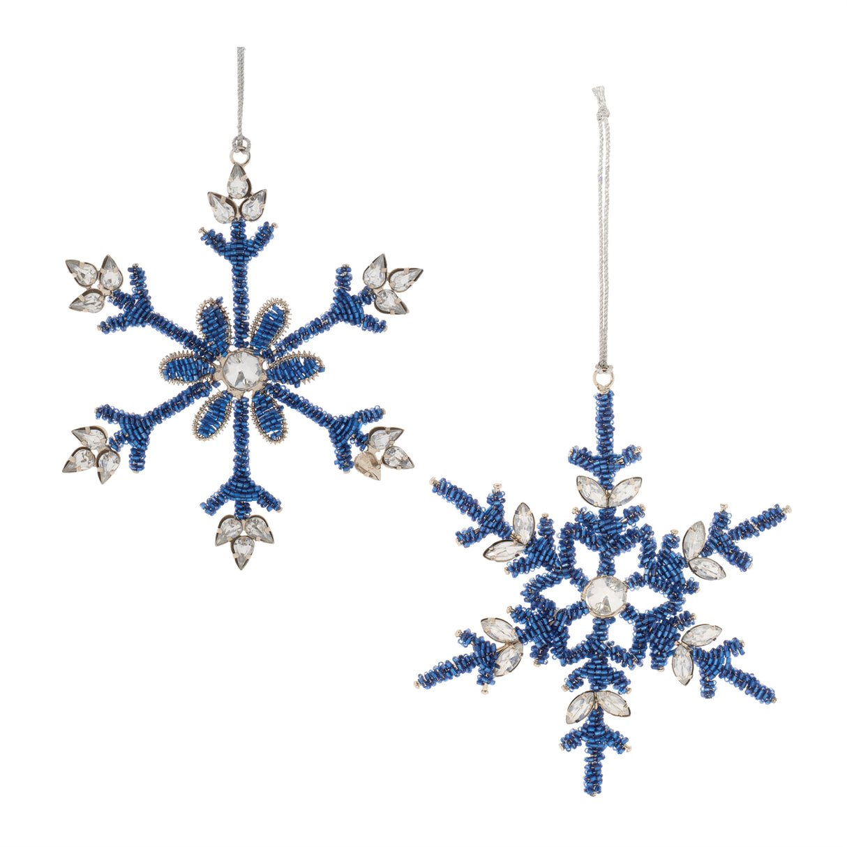 Beaded metal snowflake ornament (set of 12)
